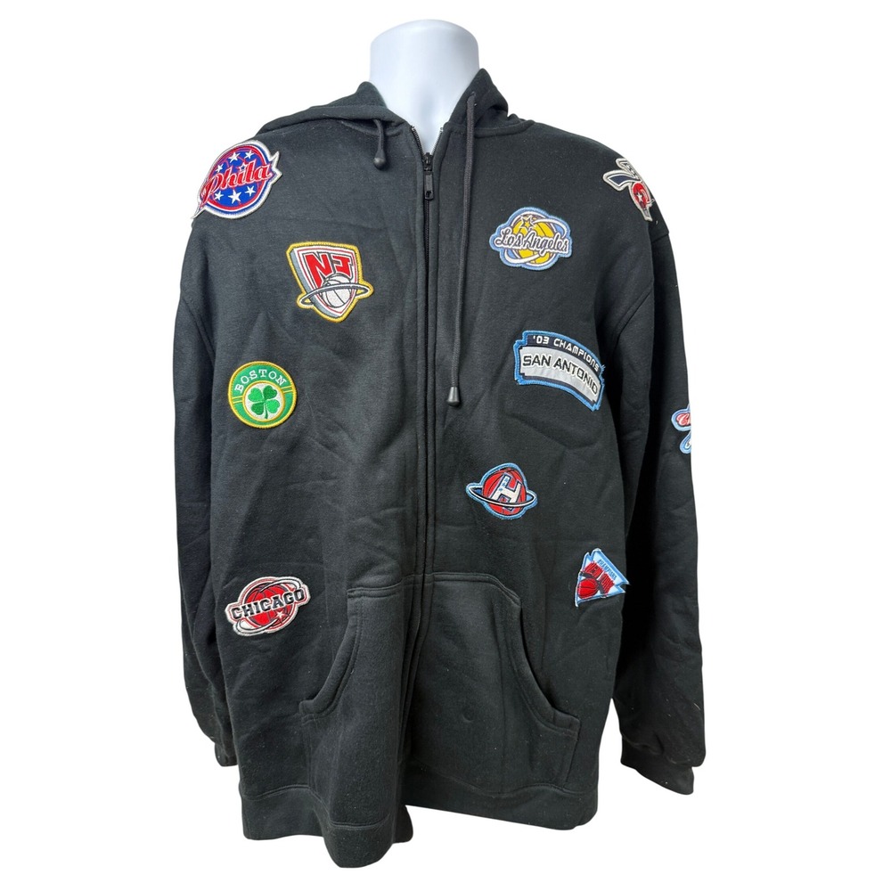Vintage FNF Jeans NBA Logos Black Full Zip Hoodie Jacket Number 73 Men's Size L